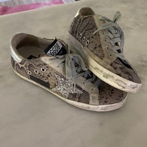 Golden Goose Deluxe Brand Superstar Silver Glitter & Snake Print